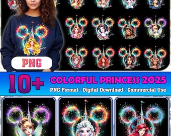 Watercolor Princess PNG Bundle, Colorful Princess Png, Trendy Princess Png, Cartoon Characters Png, Cartoon Movies 2025 Png, Commercial Use