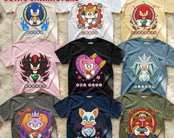 Personalized Vintage Sonic the Hedgehog Shirt, Retro Sonic Characters Shirt, Sonic Family Matching Tee, Birthday Gift For Kid,Sonic 2026 Tee
