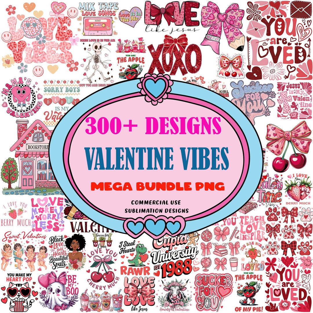 300+ Designs Valentine Bundle Png, Retro Valentine Png Bundle, Funny ...