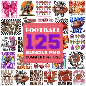 125 Designs Football Bundle Png, Game Day Football Coquette Bow PNG, Football Mama Png, Brushstroke Football Bundle Png, Commercial Use
