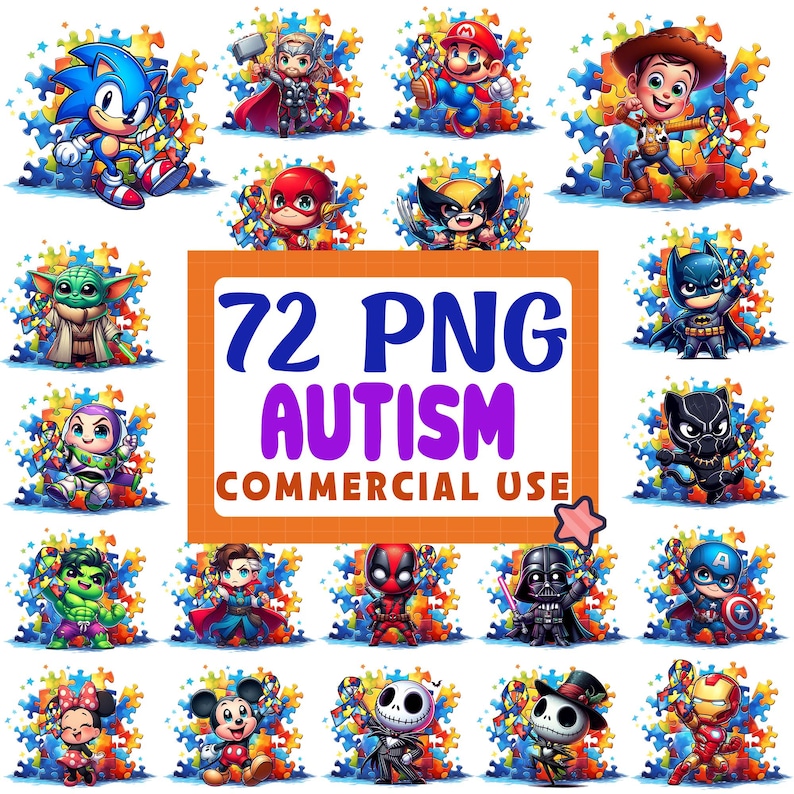 72 Designs Autism Cartoon Bundle Png, Autism Bundle Png, Autism ...