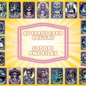 40 Tarot-Karten-Designs, PNG-Bundle, Tarot-Karten PNG-Sublimationsdesigns, Tarot-Shirt-Png, Clipart, digitaler Download