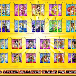 20+ Cartoon Skinny 20 oz Tumbler Sublimacja Projekt PNG - Movie Characters Bundle Tumbler Prosty i Stożkowy PNG
