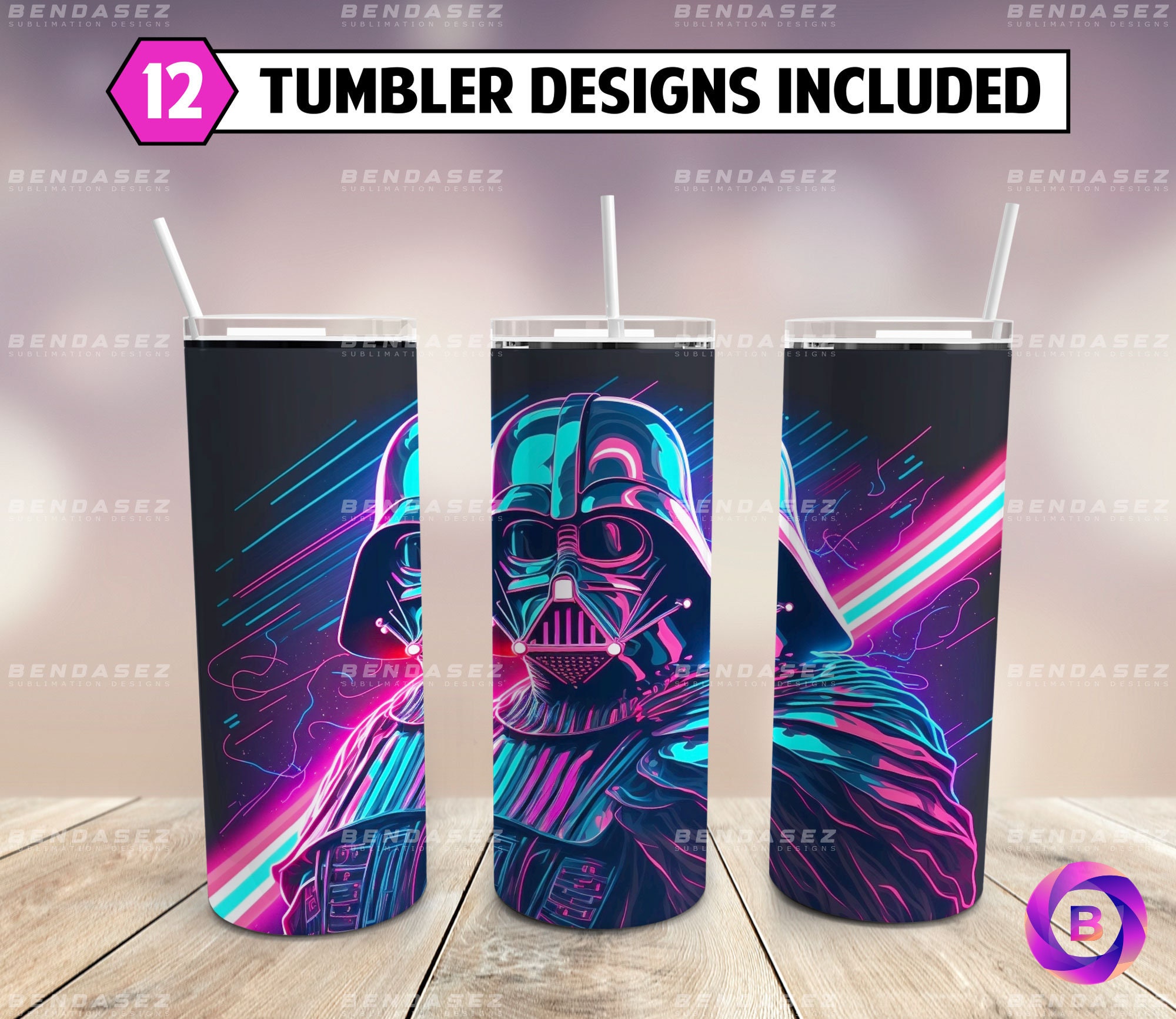 Sleek Darth Vader Star Wars Skinny Tumbler - 20oz Wrap PNG