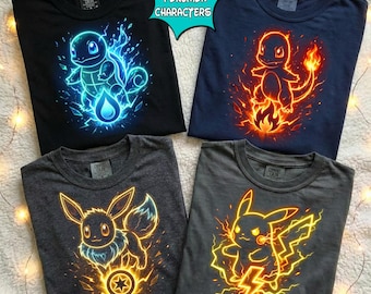 Camiseta neón de Poke Game, camiseta retro de Poke Game 2026, camiseta vintage de Poke Monsters, camiseta familiar de videojuegos, camiseta de Poke Monsters, regalo para niños