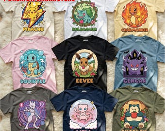 Custom Retro Poke Game Shirt, Vintage Poke Monsters Shirt, Video Game Family Matching Tee, Birthday Gift For Kids, Poke Monsters 2026 Shirt