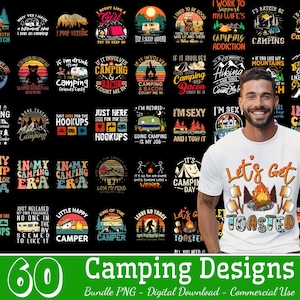 60 Designs Camping Bundle PNG, Retro Camping Png, Camp Life Png, Love Camp Png, Nature Lover Png, Wild Soul Png, Adventure, Commercial Use