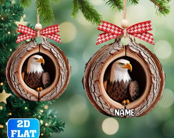 Custom Eagle Christmas Ornament 2025, Personalized Eagle Christmas 2D Flat Ornament, Christmas Gift For Eagle Lover, Bird Christmas Ornament