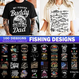 Paquete de 100 diseños de pesca (PNG), cazador de pesca (PNG), pesca de lubina (PNG), papá pescador (PNG), frase divertida sobre peces (PNG), pescador (PNG), uso comercial
