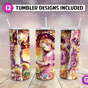 Princess Skinny 20 oz Tumbler Sublimation Design PNG - Film Charakter Tumbler Gerade und Verjüngt PNG Instant Download