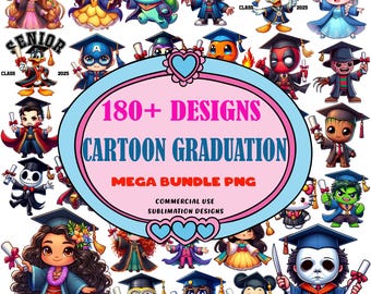 180+ Designs Graduation Movie Character Bundle PNG, Graduation 2025 PNG Bundle, Cute Chibi Style Graduation PNG 2025, Graduation Bundle Png