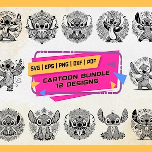12 cartoon ontwerpen SVG-bundel, cartoon SVG-sublimatie ontwerpen, cartoon shirt Svg, Png, Cricut, Clipart, digitale download