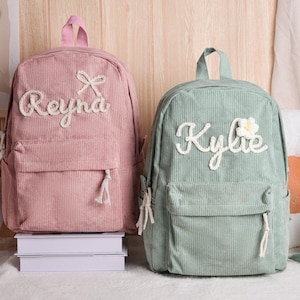 Sac à dos personnalisé avec prénom pour enfant, cadeaux personnalisés pour bébé, cadeau d'anniversaire personnalisé pour tout-petit, cartable pour garderie, sac en velours côtelé, sac brodé pour préscolaire