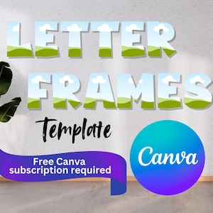 Canva Letter Frames Template, Canva Drag and Drop Frames, Editable Canva, Canva Frame Template, Easy Design Tools