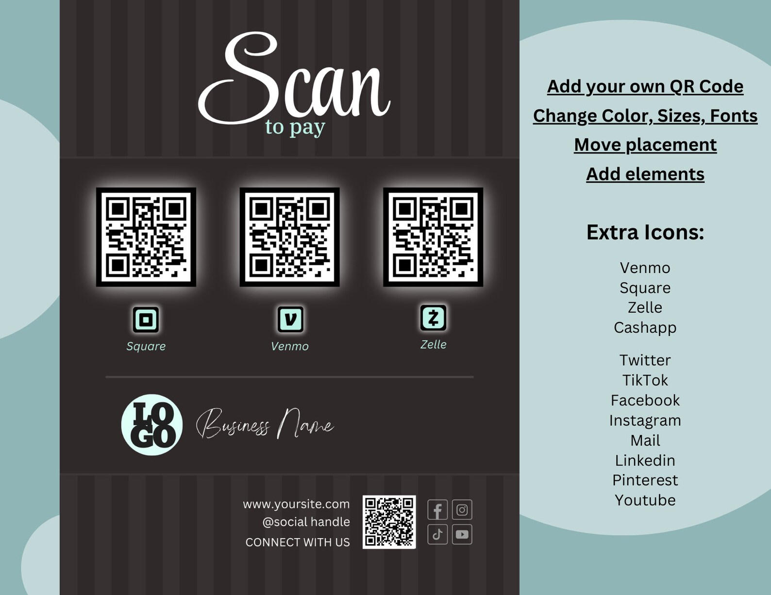 Scan to Pay QR Code Template: Craft Fair Payment Sheet (digital ...