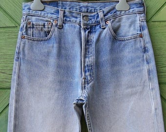 Jeans vintage Levi's 501 anni '90, lavaggio chiaro, made in Canada, taglia 27-28