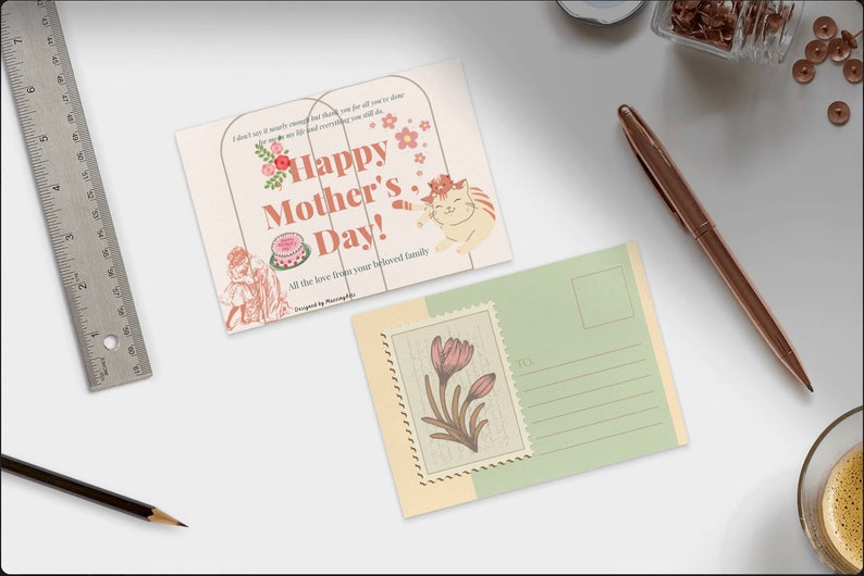 Card Template 12 random arts for postcards/cards Thank you l card Happy Mother Day wishes 7 postcards note with random colours zdjęcie 4