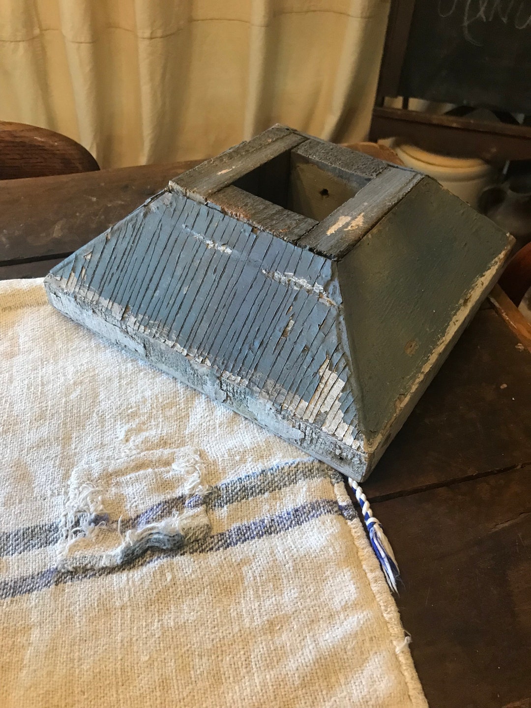 Antique Architectural Salvage Wood Column Base Riser Chippy Farmhouse ...