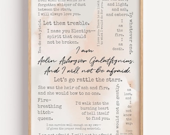 Aelin Galathynius Quote Poster: Throne of Glass Bookish Art Print