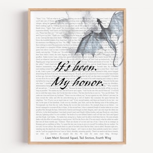 Emotional Fourth Wing Poster – Liam's Farewell Quote ft Chapter Text – Bookish Decor