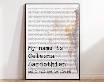 Impresión de Celaena Sardothien: Fan Art con cita de Trono de Cristal (Descarga digital)