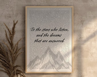 DIGITAL ACOMF Feyre & Rhysand Quote ; To the stars who listen with matching chapteras background text.