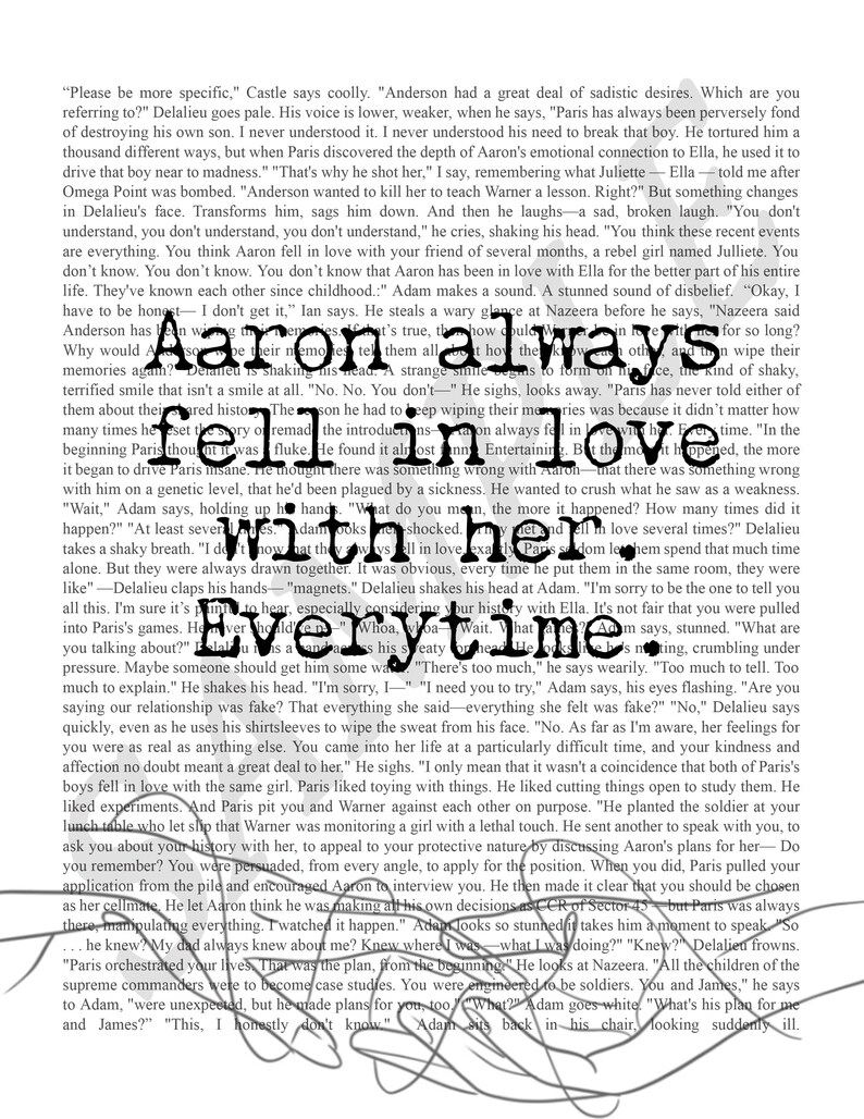 Shatter Me Poster Digital Download | YA Book Series Printable Chapter Text| Tahereh Mafi Gift image 5