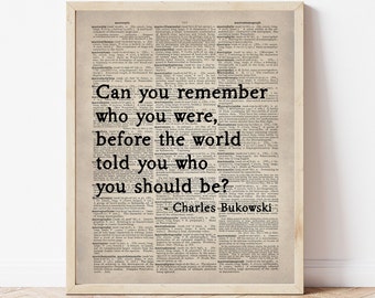 Bukowski Quote Print: Antique Page Minimalist Art (Digital Download)