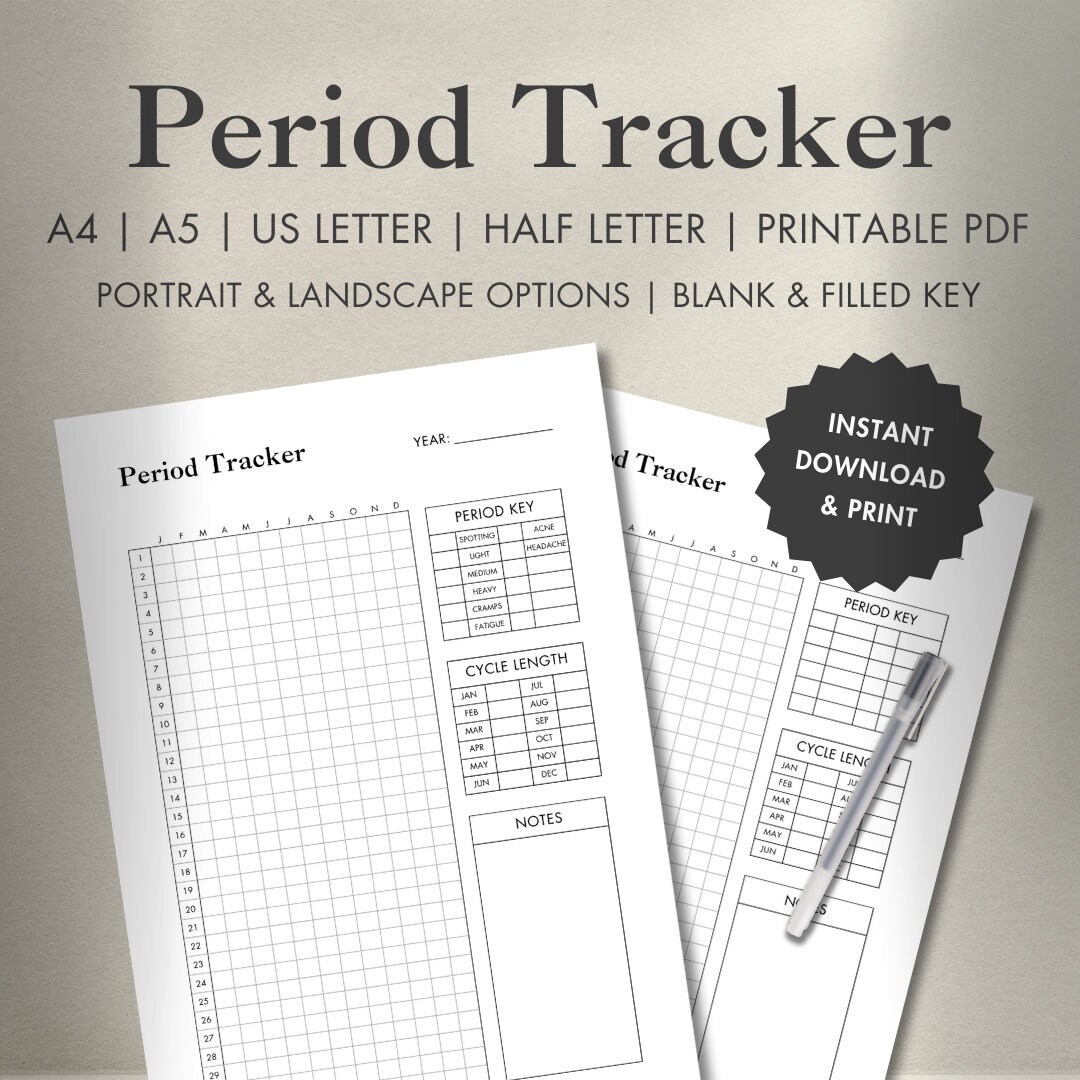 Printable Period Tracker Period Tracker PDF Fertility - Etsy