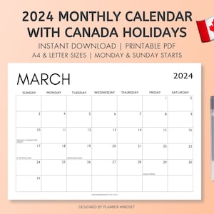 Canada Calendar Etsy