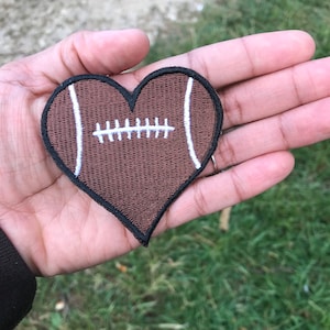 Heart shaped embroidered football patch | iron on patch | football fan sports patch