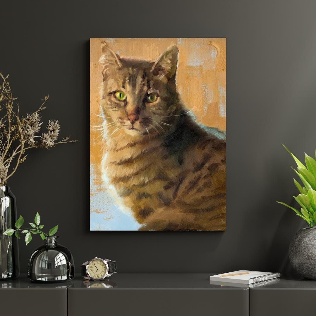 Hand-painted Tabby Cat Oil Portrait: Original Pet Art, 10x8 Canvas - Etsy