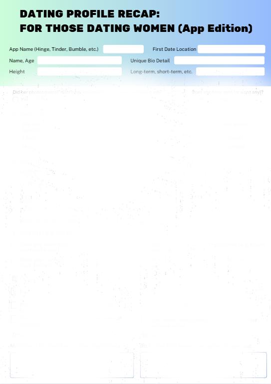 Dating Questionnaire Examples Dating Profile Questionnaire Recap: for Those Dating Women (app Edition ...