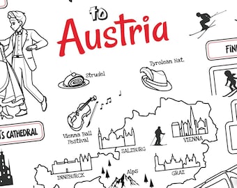 Austria Map Coloring Page, European Geography (digital Download) - Etsy ...
