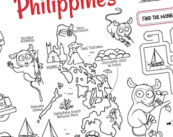 Worksheet Travel to Philippines. Printable Coloring Page for Kids. Travel Activity Sheet. Educational materials