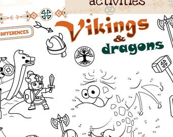Vikings and Dragons Activity Sheet | Viking Party Placemat | Dragon ...