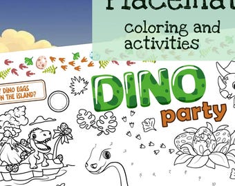 Dinosaur Activity Sheet for Kids | Dino Birthday Party Placemat ...