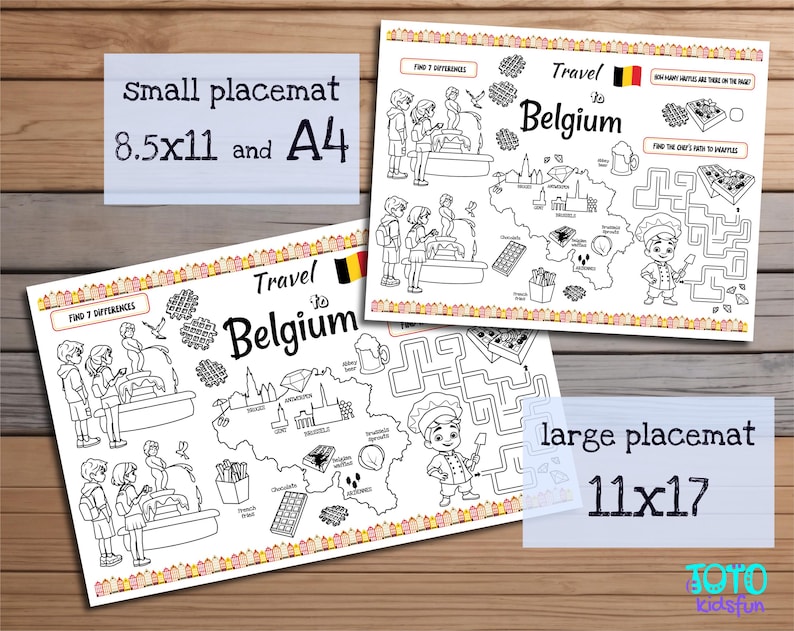 Placemat Travel to Belgium. Printable Coloring Page for Kids. Travel ...