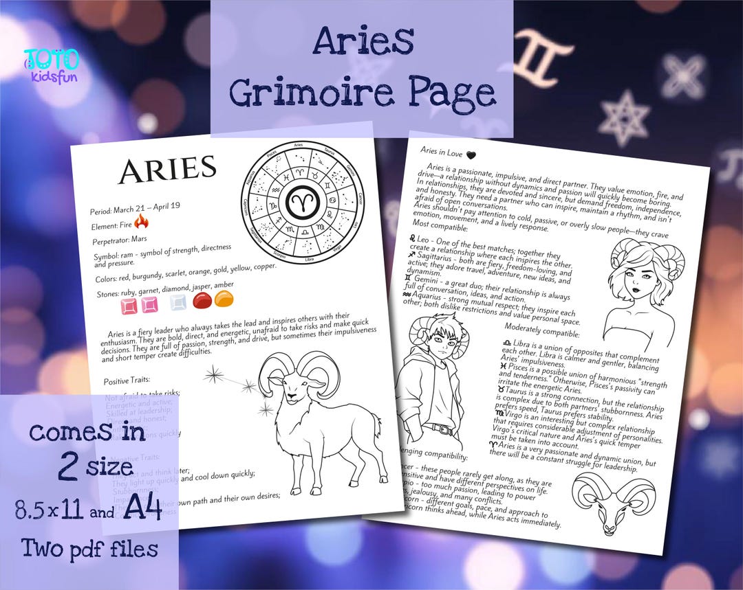 Aries Coloring Page & Mythology | Aries Sign Printable Adult Activity ...