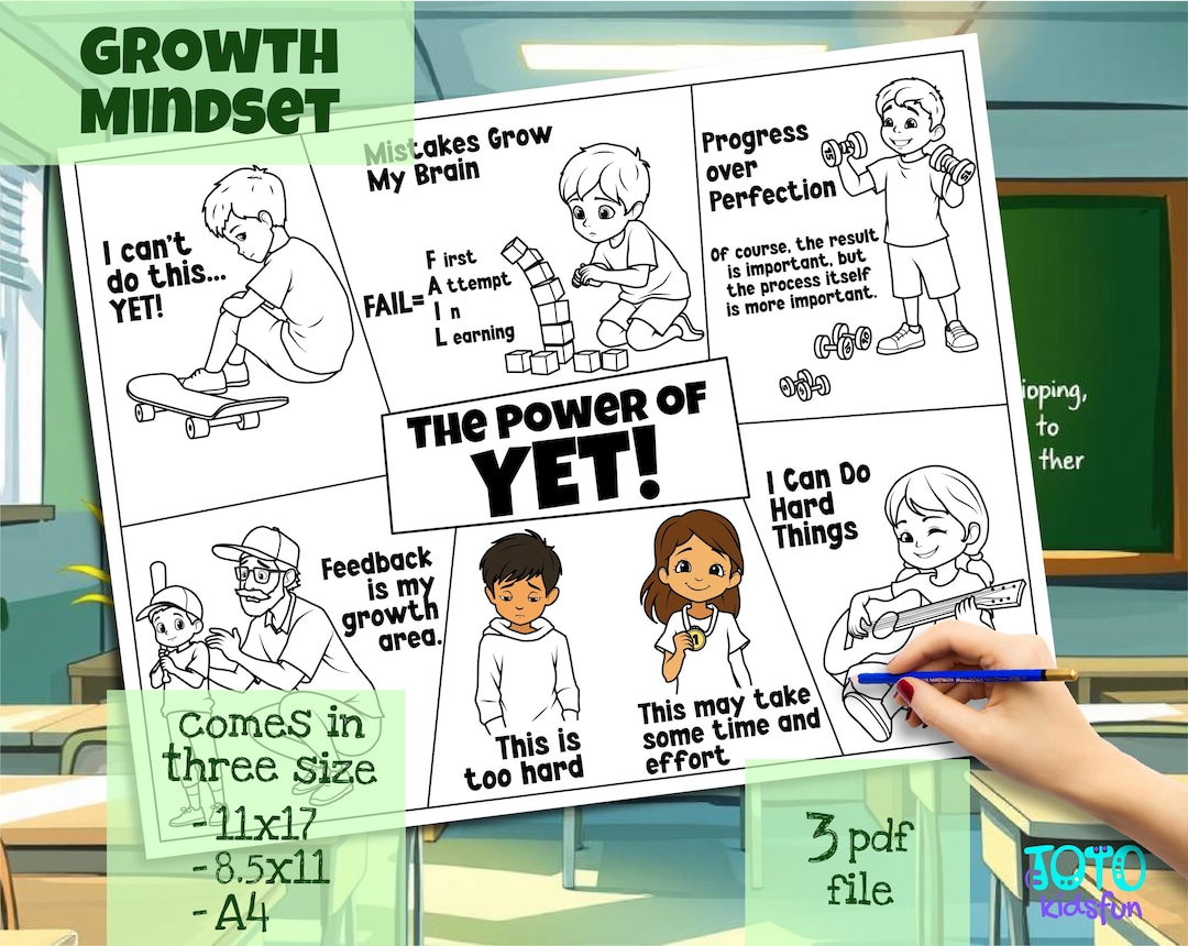 Growth Mindset Activity Sheet | the Power of YET Coloring Page | Social ...