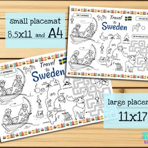 Placemat Travel to Sweden. Printable Coloring Page for Kids. Travel ...