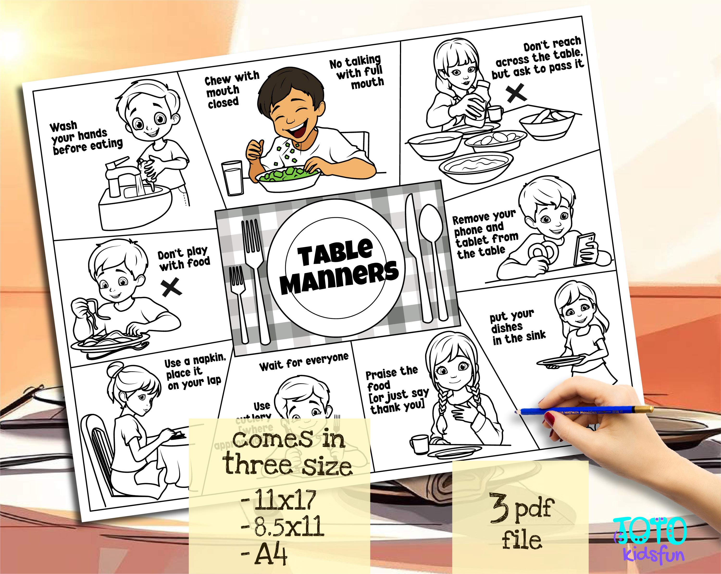 Table Etiquette Worksheet.pdf Table Manners Activity Sheet for Kids | Kids Etiquette Worksheet ...