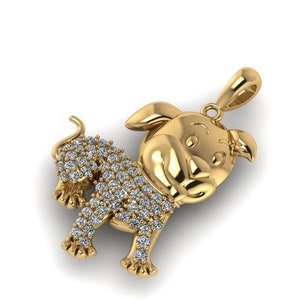 925 Silver Puppy Pendant with American Diamonds (Cubic Zirconia).