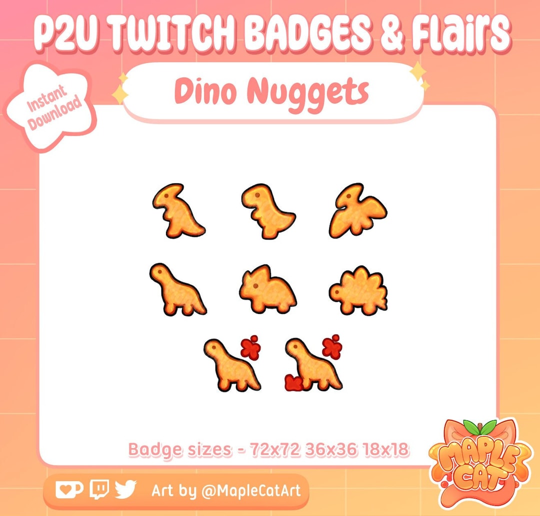 Dino Nuggets Sub Badges With Flairs for Twitch Etsy