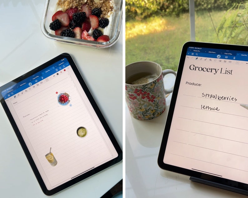 Weekly Meal Planner and Grocery List for Goodnotes and Notability - Etsy