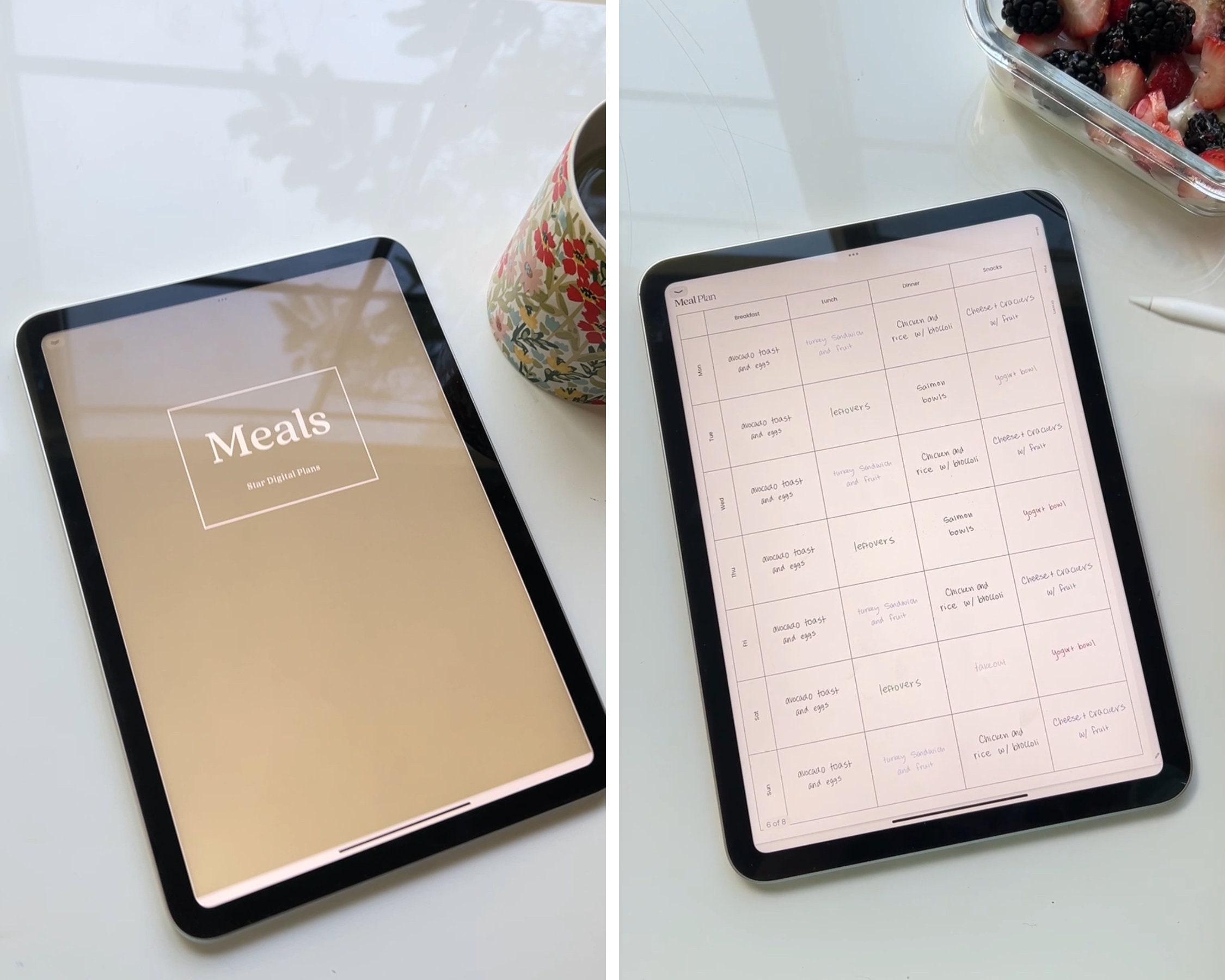 Weekly Meal Planner and Grocery List for Goodnotes and Notability - Etsy