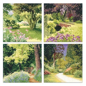 Set of 4 John Clayton Countryside Cross Stitch Kits by artist John Clayton Heritage Crafts COUNTED Cross Stitch Kits