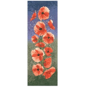 Poppy Flower Panel Cross Stitch Kit, Cross Stitch Kit by watercolour artist John Clayton Heritage Crafts COUNTED Cross Stitch Kit