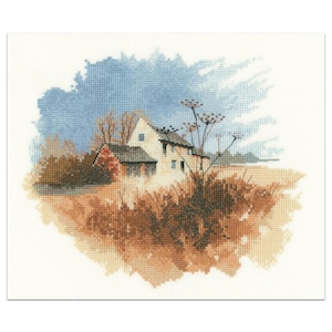 Old Farmhouse Cross Stitch Kit, Watercolour Collection by artist John Clayton Heritage Crafts COUNTED Cross Stitch Kit