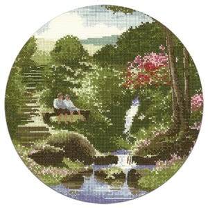 Two&#39;s Company Countryside Cross Stitch Kit, Circle Collection watercolour artist John Clayton Heritage Crafts COUNTED Cross Stitch Kit